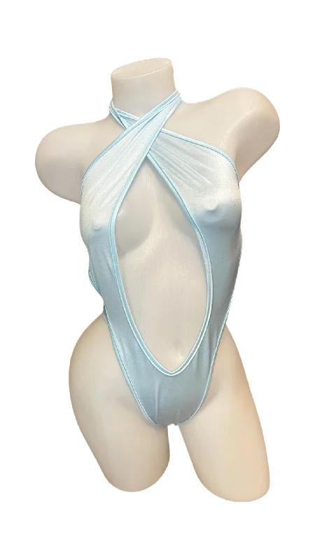 Plus - Size Bodysuits with a Comfortable and Flattering FitPeephole Bodysuit Baby Blue