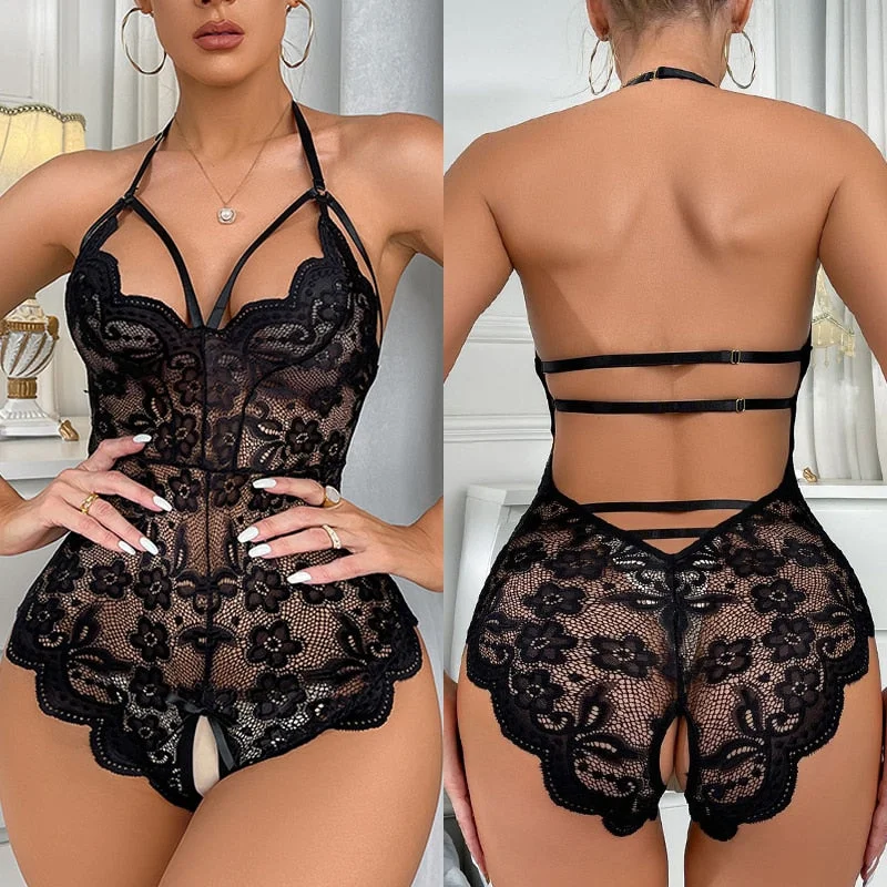 Sheer Bodysuits for a Seductive and Alluring OutfitSexy Lingerie Women Crotchless Naughty Hot Lace  Bodysuit