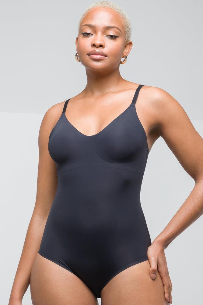 Convertible Straps Bodysuits for Multiple Styling OptionsBonded Shapewear Bodysuit Black