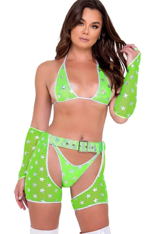 Sports bikini for high - intensity water activities like surfingStar Child Green Bikini Top