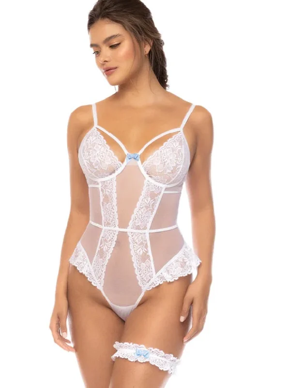 Lace Bodysuits for a Sexy and Elegant Bedroom LookBelle Amour Bodysuit with Bridal Garter