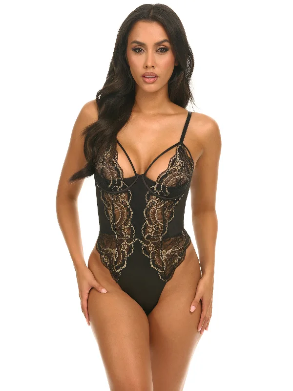 High - Neck Bodysuits for a Modest and Sophisticated LookDakota Cage Lace Bodysuit Teddy