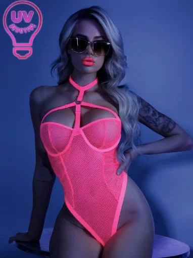 Seamless Bodysuits for a Smooth Underwear LookUV Harness Bodysuit with Underwire Pink