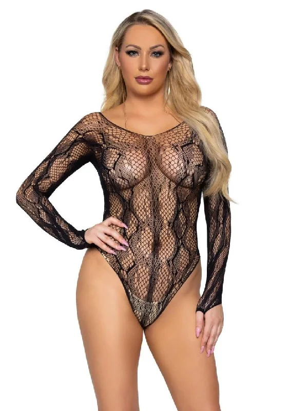 Button - Front Bodysuits with a Classic and Timeless AppealPython Net Long Sleeved Bodysuit Black