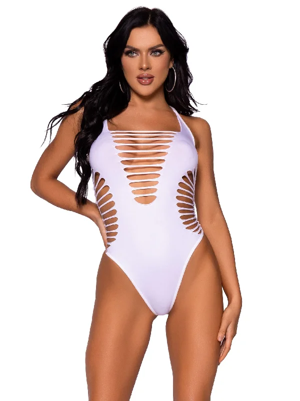 Neon Bodysuits to Stand Out at PartiesShredded Racer Back Bodysuite White