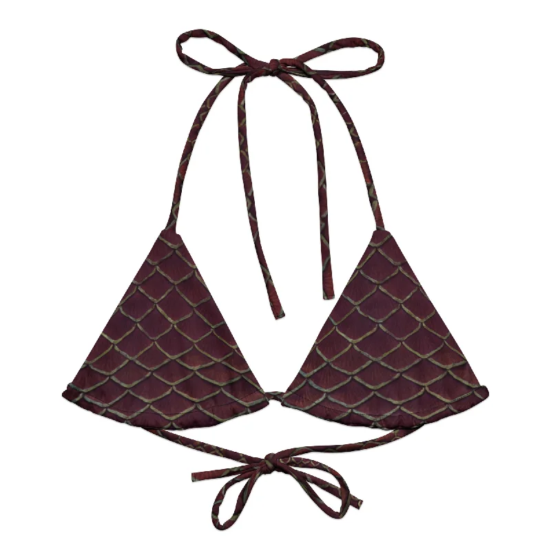 UV - protection bikini for safe sun exposure during beach daysYule Tide Recycled String Bikini Top