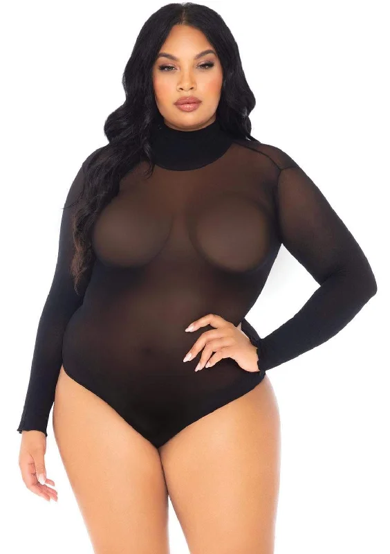 Thermal Bodysuits for Extra Warmth in WinterPlus Size Long Sleeved Snap Crotch Bodysuit Black