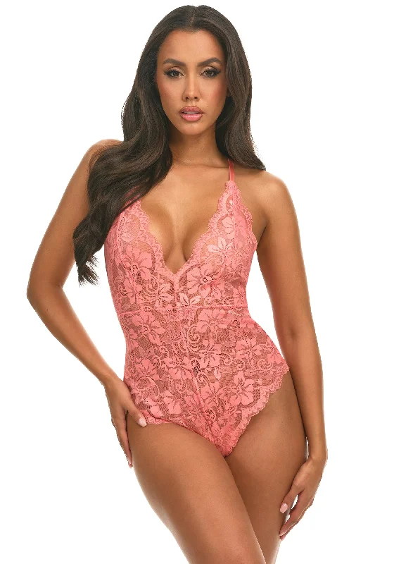 Sleeveless Bodysuits for a Cool and Casual Summer LookCortney Floral Lace Bodysuit - Shell Pink