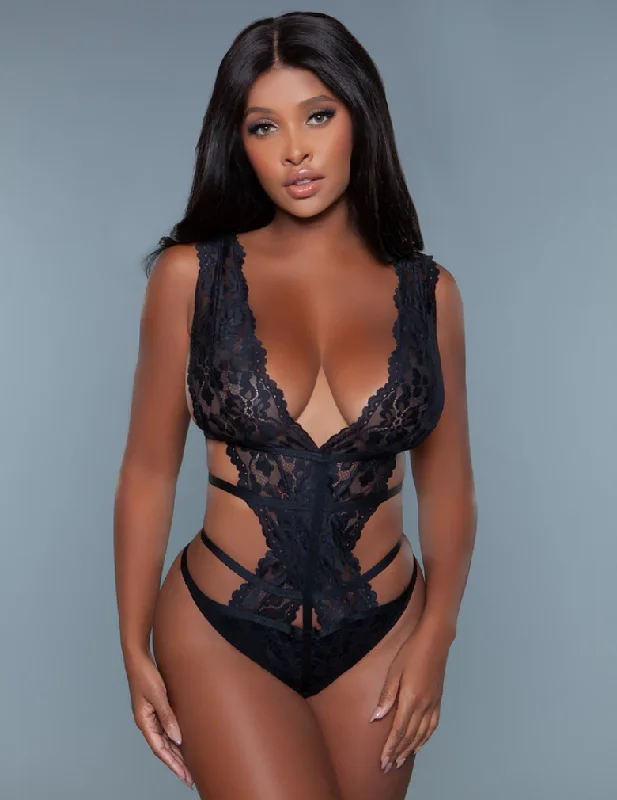 Ruffled Bodysuits with a Playful and Feminine TouchBe Wicked 2233 Tatum Bodysuit Black