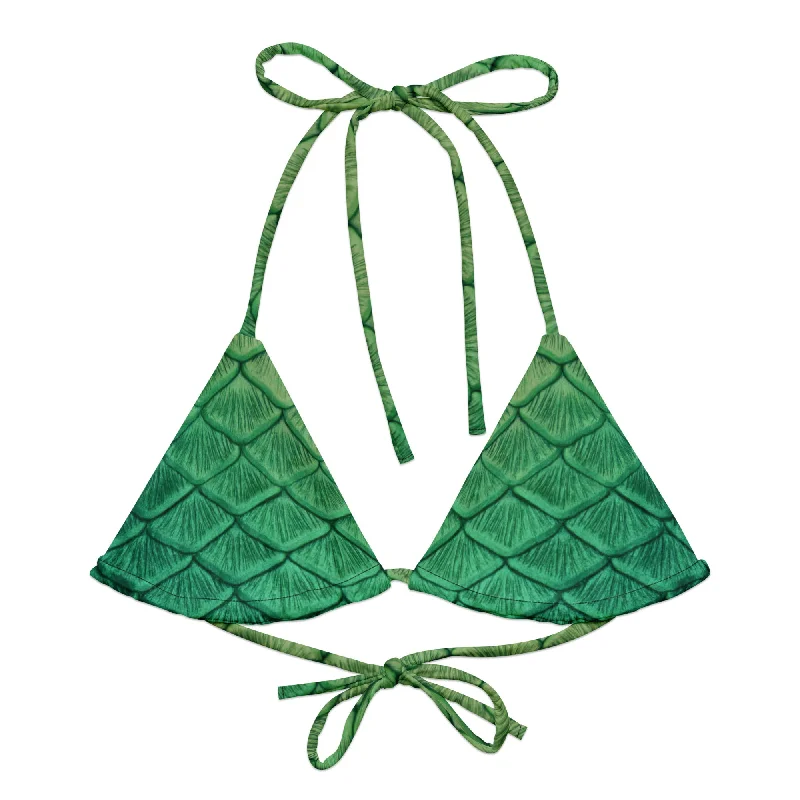 Metallic - finish bikini for a glamorous and eye - catching poolside lookSecret of Skye Recycled String Bikini Top