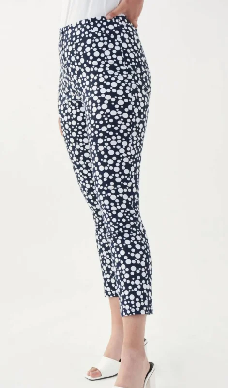 Black Print Pants In Navy White