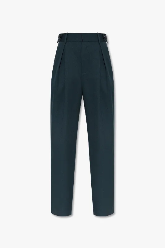 Bottega Veneta Women's Wool Pleated Pants In Hunter Green