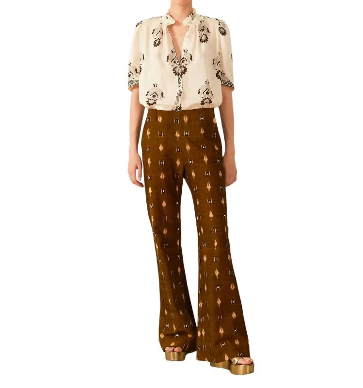 Charlie Bronze Ikat Mirror Pant In Brown