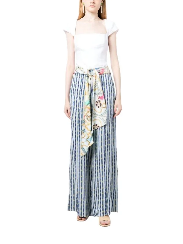 Scarf Belt Wide Leg Pant In Amalfi Lullaby