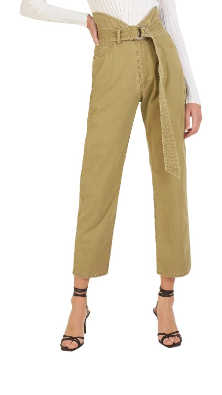 Travis Canvas Pants In Khaki Green