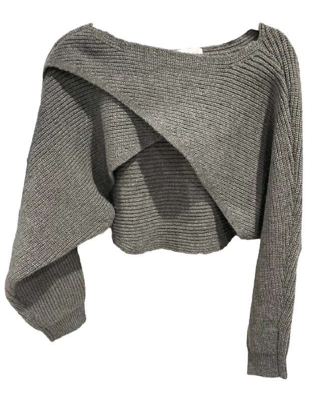 Organic Cotton Women Sweater for an Eco - Friendly ChoiceCrisscross Knit Sweater In Grey