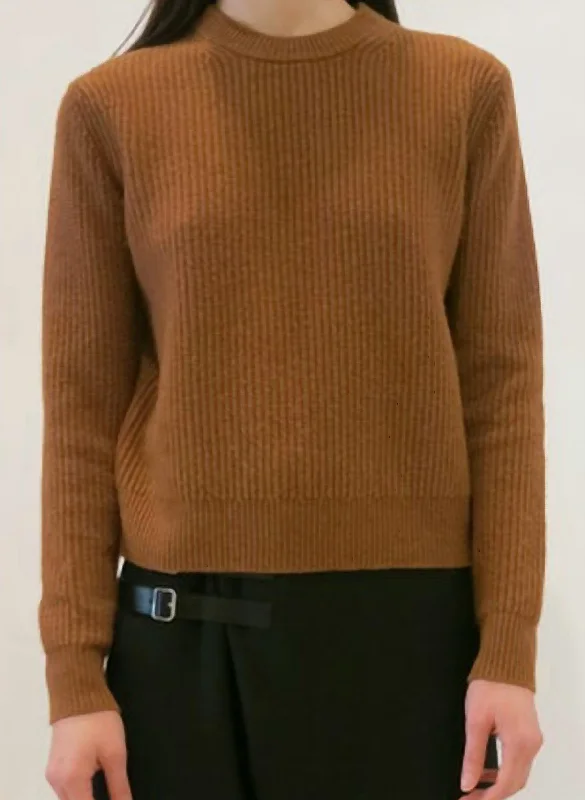 Cropped Women Sweater to Pair with High - Waisted BottomsMarco Sweater In Brown