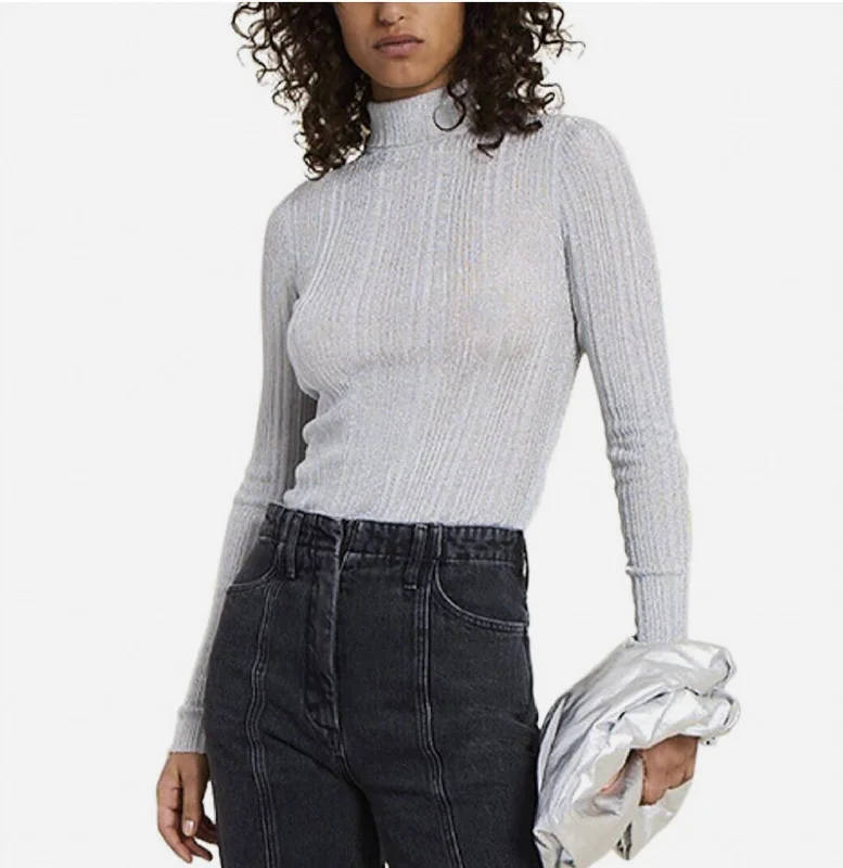 Chunky Knit Women Sweater for Winter WarmthMikaela Top In Silver