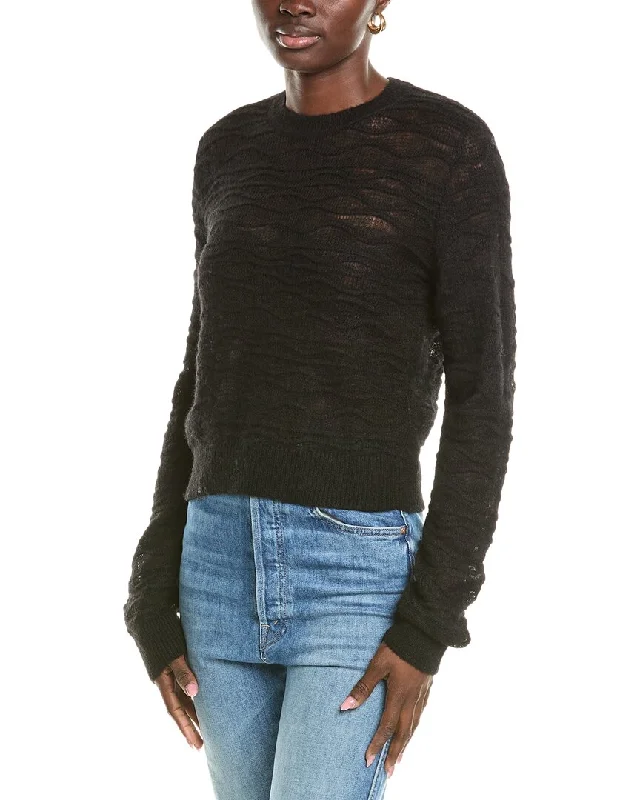 Open - Front Women Sweater for Easy LayeringNAADAM Novelty Stitch Crewneck Alpaca & Wool-Blend Sweater