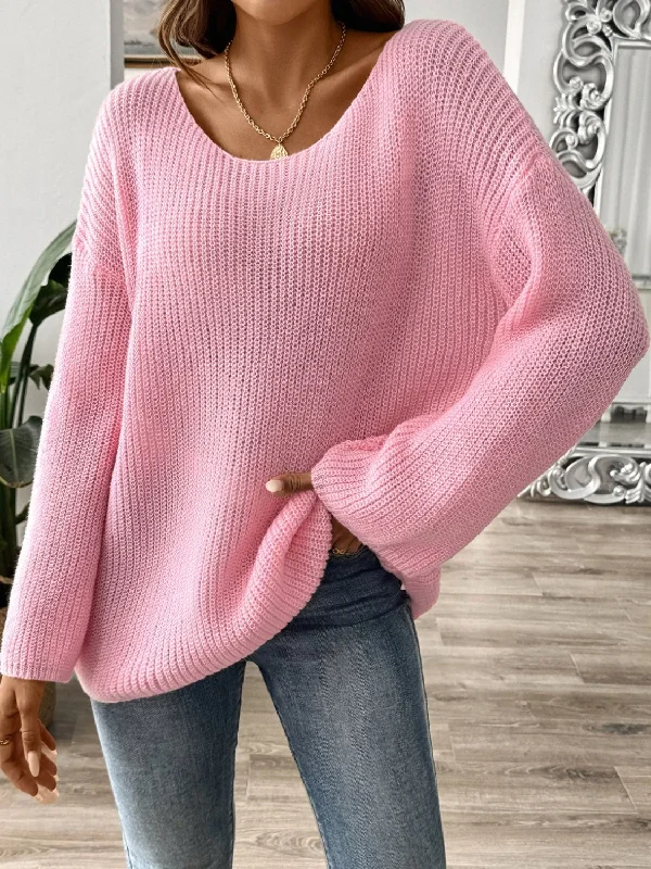 Plus - Size Women Sweater with a Flattering FitRound Neck Long Sleeve Sweater