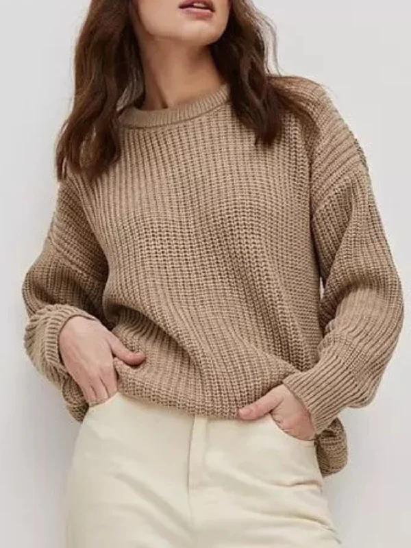 Organic Cotton Women Sweater for an Eco - Friendly ChoiceRound Neck Long Sleeve Sweater