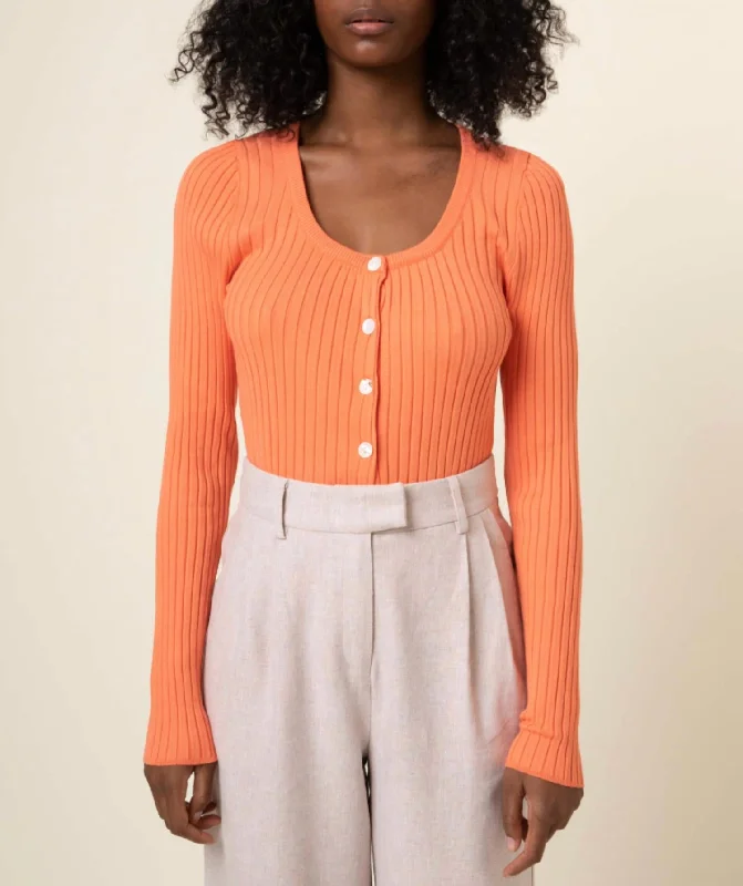 Cropped Women Sweater to Pair with High - Waisted BottomsSamantha Knit Cardi In Orange