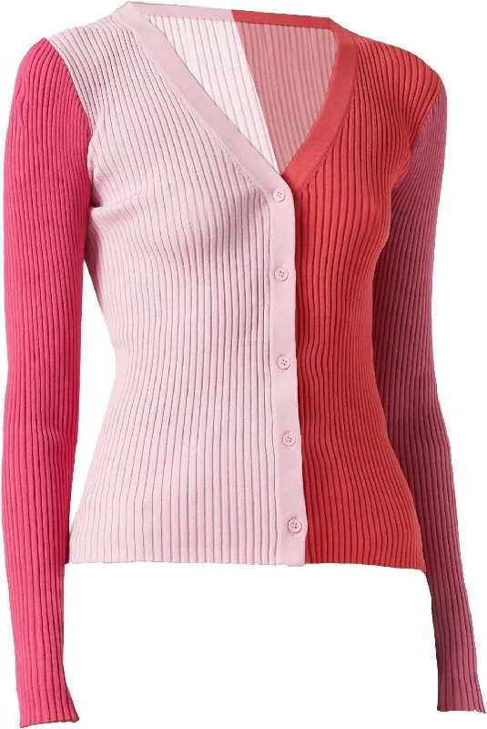 Hand - Knitted Women Sweater with Artisanal CharmWomen's Cargo Sweater In Pink/red