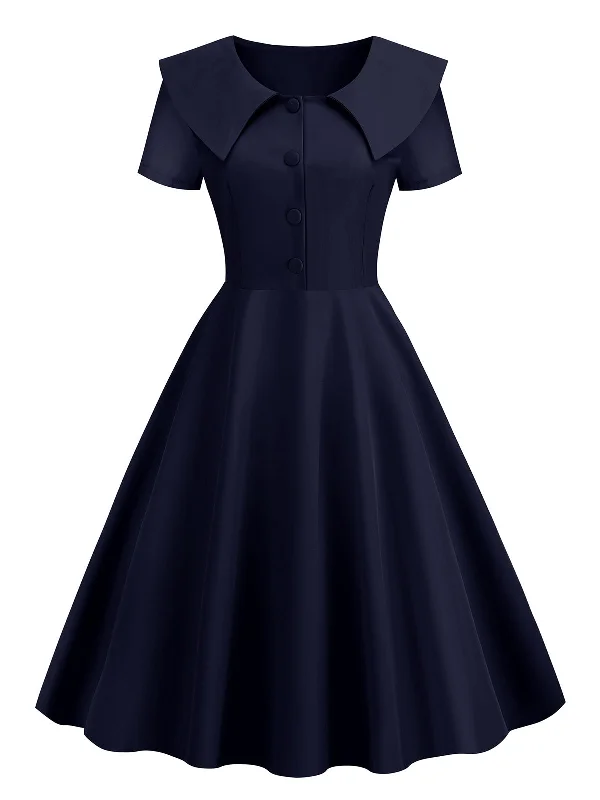 Little Black Women Dress with Sequins for a Glamorous Night Out1950s Solid Lapel Swing Dress