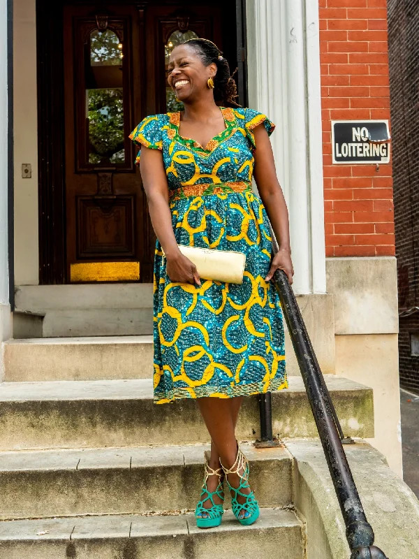 Empire Waist Women Dress to Accentuate the Bust and Conceal the WaistTeal and yellow Ankara dress sz 14