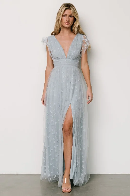 Halter Neck Women Dress to Show Off the Shoulders and NecklineCaterina Tulle Maxi Dress | Light Blue