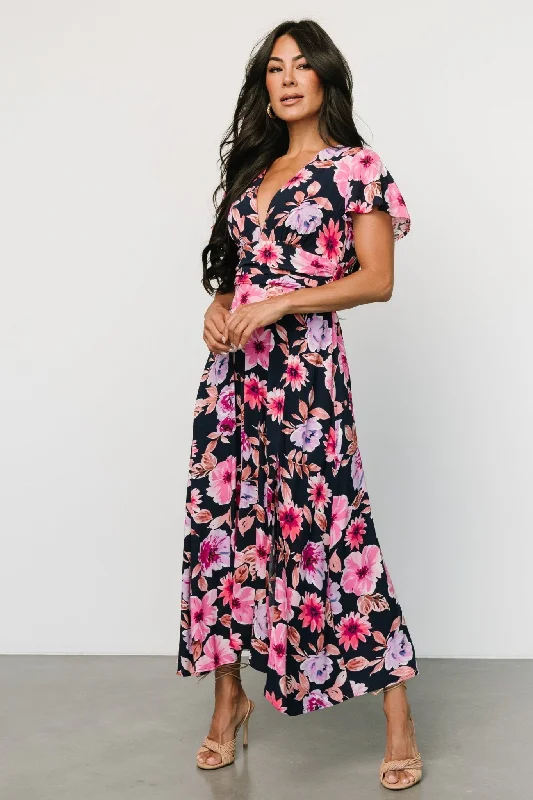 Ruffled Women Dress with Multiple Layers for a Playful and Girly StyleDestin Maxi Dress | Navy + Pink