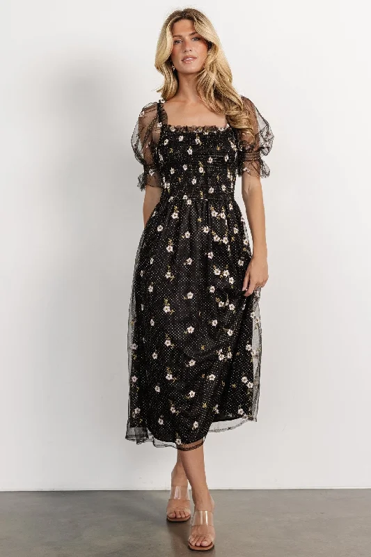 Ball Gown Women Dress with a Full Skirt for a Princess - like LookEmilia Embroidered Dress | Black