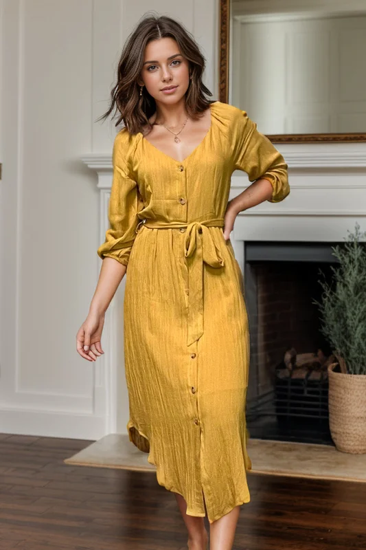 Backless Women Dress for a Sexy and Alluring Look at Evening EventsFall Into Me - Button Down Midi Dress