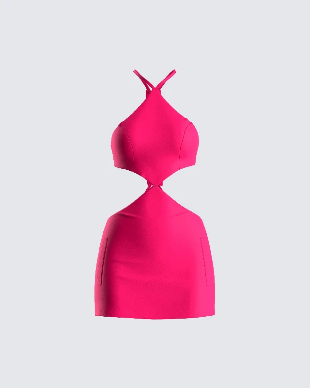 Halter Neck Women Dress to Show Off the Shoulders and NecklineFlorencia Hot Pink Mini Dress