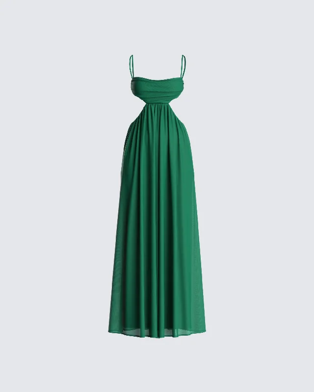 Wrap - Style Women Dress with Adjustable Fit for All Body TypesFreja Green Georgette Gown