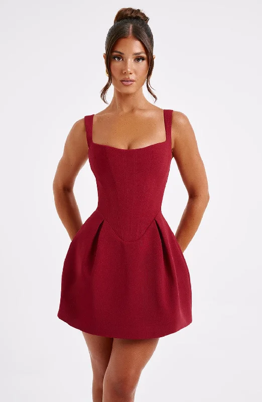 Empire Waist Women Dress to Accentuate the Bust and Conceal the WaistJaniyah Mini Dress - Wine