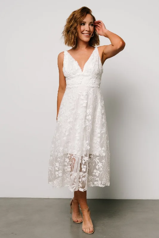 Ruffled Women Dress with Multiple Layers for a Playful and Girly StyleLarissa Midi Dress | Off White