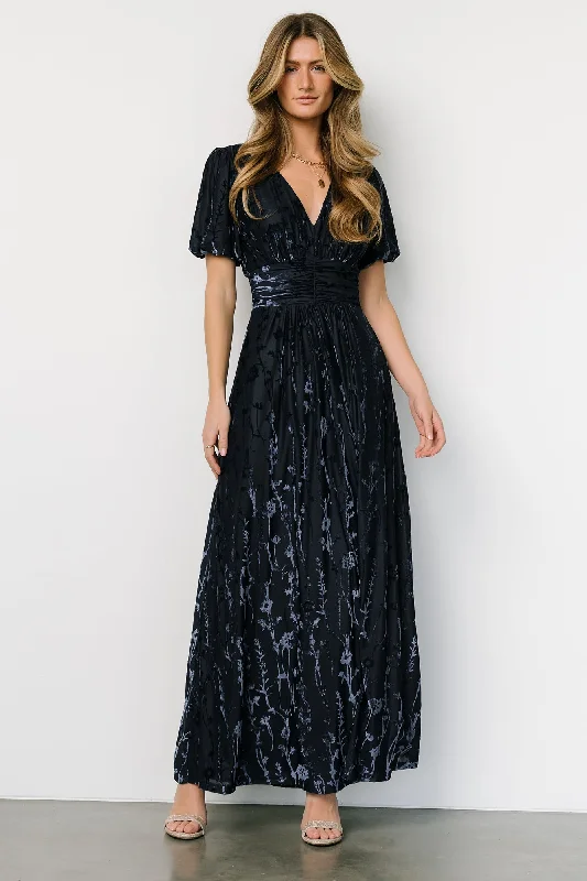 Little Black Women Dress with Sequins for a Glamorous Night OutLeslie Velvet Maxi Dress | Deep Blue