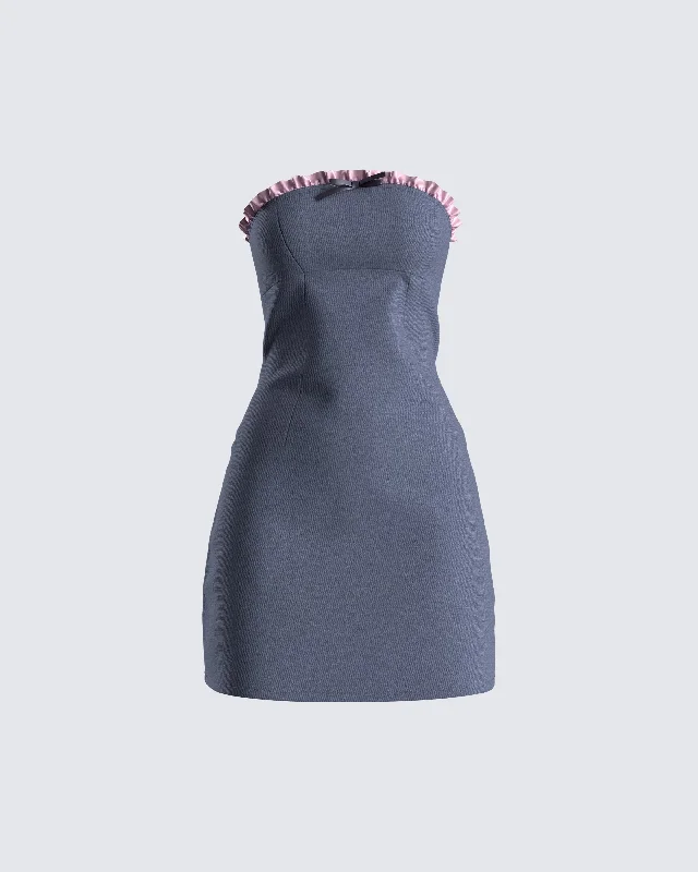 Long - Sleeve Women Dress in Velvet for a Luxurious Winter LookLukas Grey Strapless Mini Dress