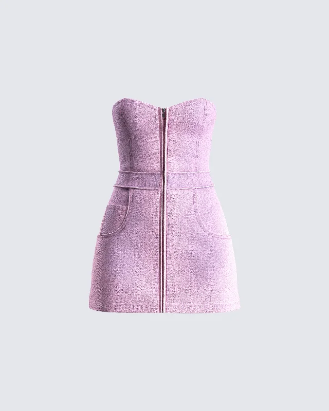 Shift Women Dress with a Simple and Classic Design for Everyday WearMalena Pink Denim Mini Dress