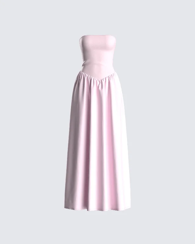 Mini Women Dress with a Short Hem for a Young and Trendy StyleMaryann Pink Strapless Maxi Dress