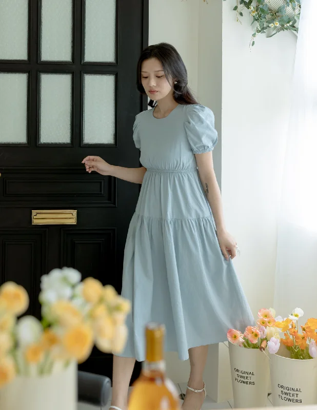 Lace - Embellished Women Dress for an Elegant and Sophisticated AppearanceMatilda Tiered Dress in Blue