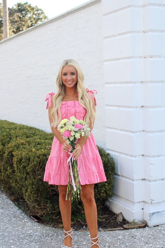 Ruffled Women Dress with Multiple Layers for a Playful and Girly StylePoppy Pink Mini Dress