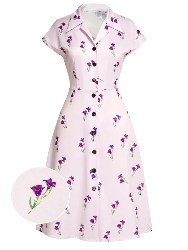 Off - the - Shoulder Women Dress for a Romantic and Feminine LookPurple 1940s Petunia Lapel Dress