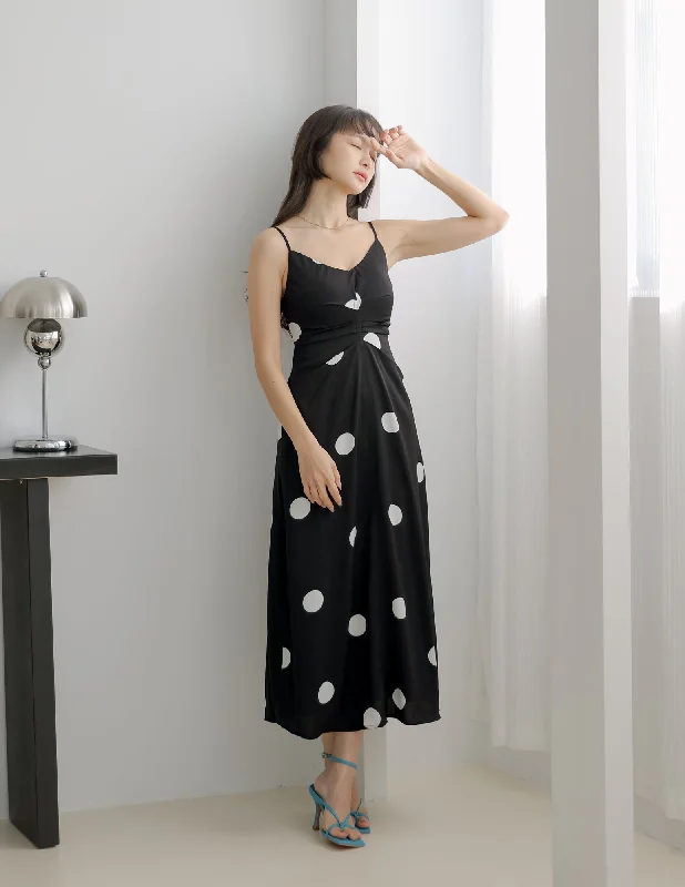 Backless Women Dress for a Sexy and Alluring Look at Evening EventsRayna Polka Dot Dress in Black