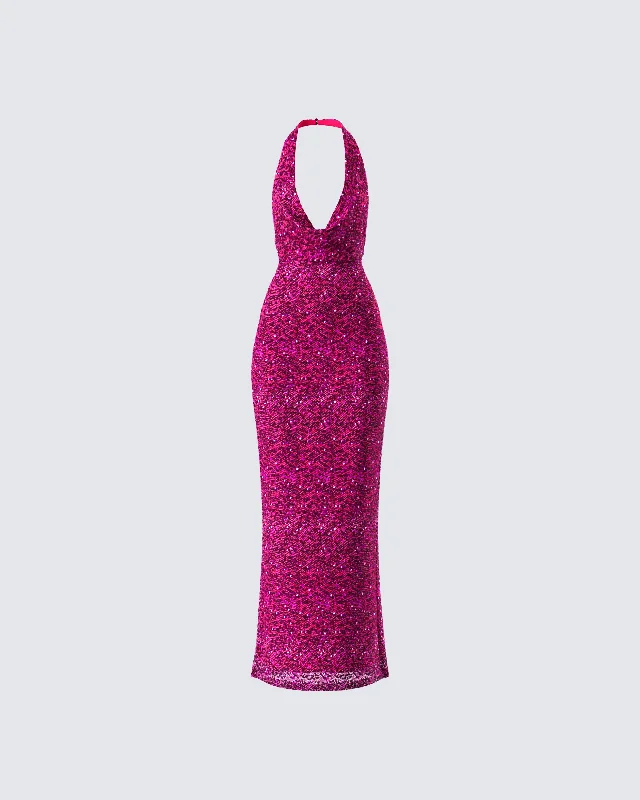 Lace - Embellished Women Dress for an Elegant and Sophisticated AppearanceSabine Purple Sequin Maxi Dress