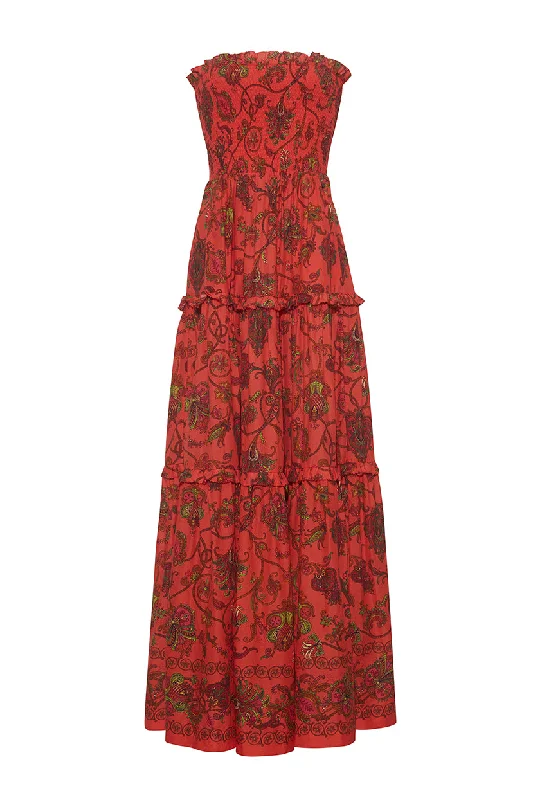 Maxi Women Dress with Floral Print for a Bohemian VibeStrapless Tatiana