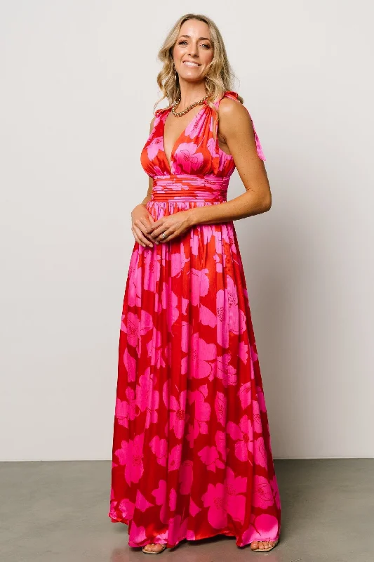 Ball Gown Women Dress with a Full Skirt for a Princess - like LookZoe Tie Maxi Dress | Red + Pink