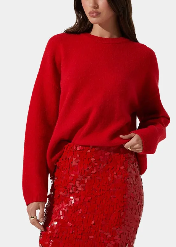 Cable - Knit Women Sweater with Intricate PatternsBowie Sweater - Red