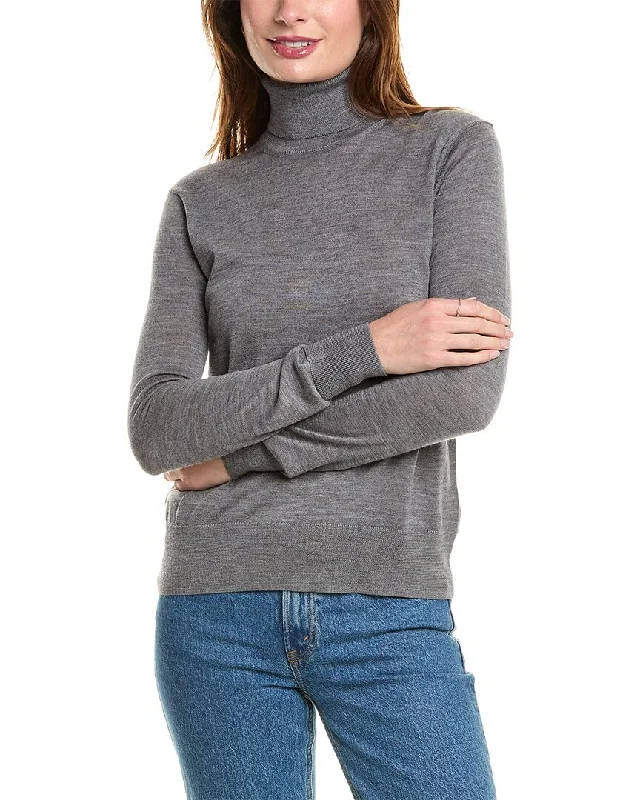 Cropped Women Sweater to Pair with High - Waisted BottomsBrooks Brothers Turtleneck Wool Sweater